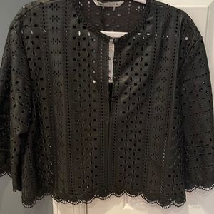 ZARA black leatherette jacket blouse sz med brand new